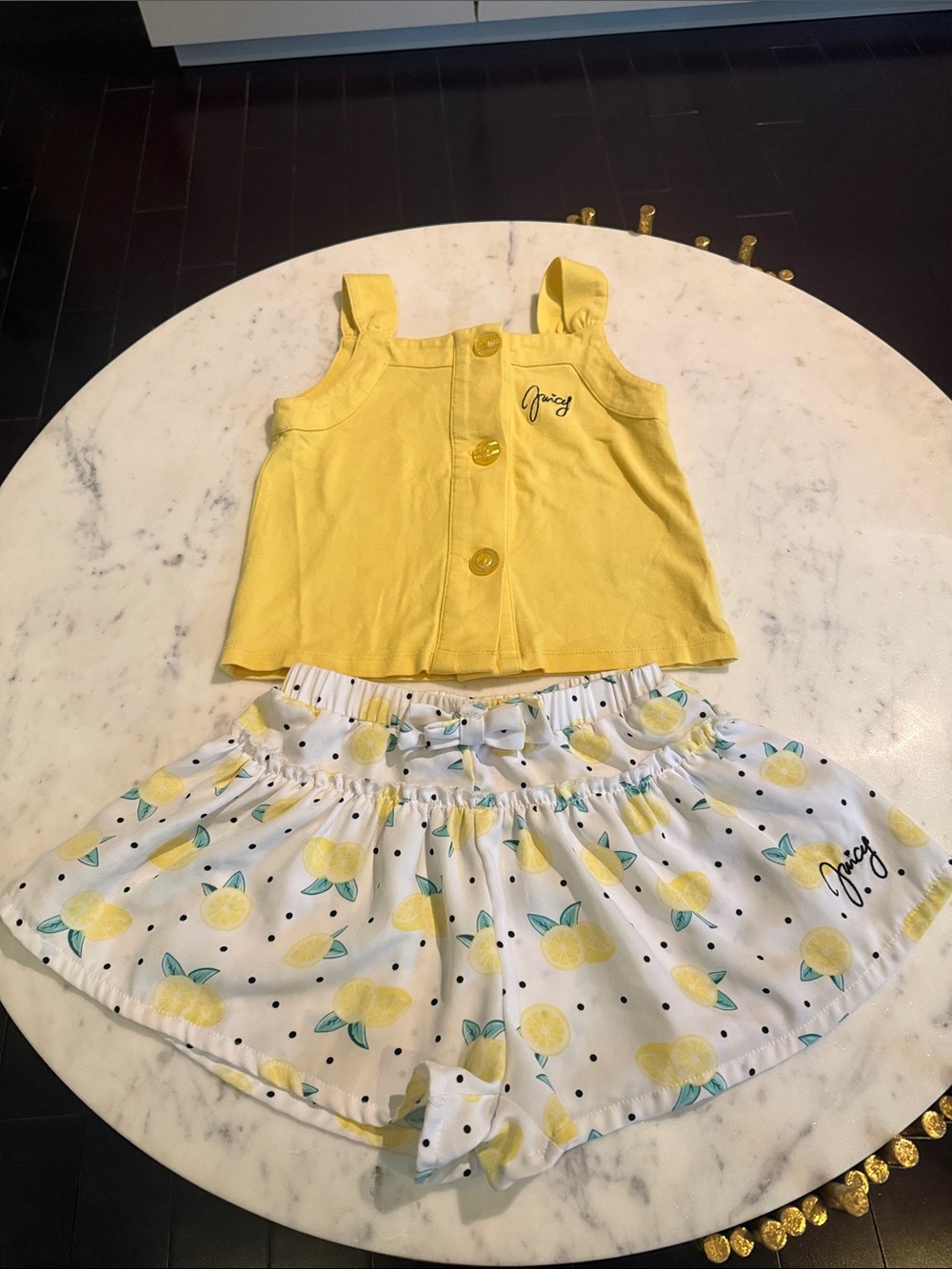 Juicy Couture Yellow Tank & Lemon-Print Skirt Set
